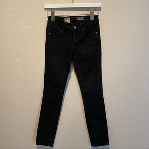Volcom jeans super skinny black size 0 24 ankle fit distressed grunge